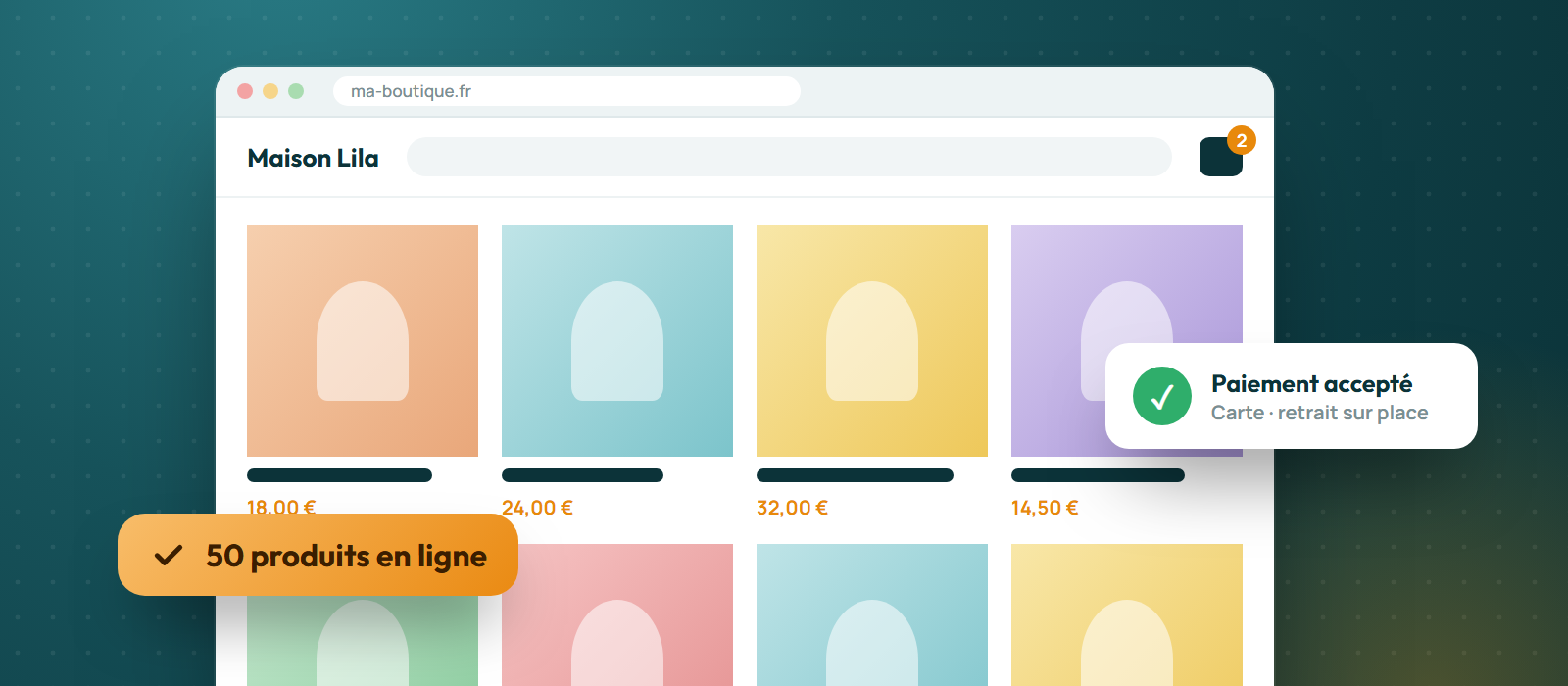 Boutique en ligne prête à vendre, paiement accepté