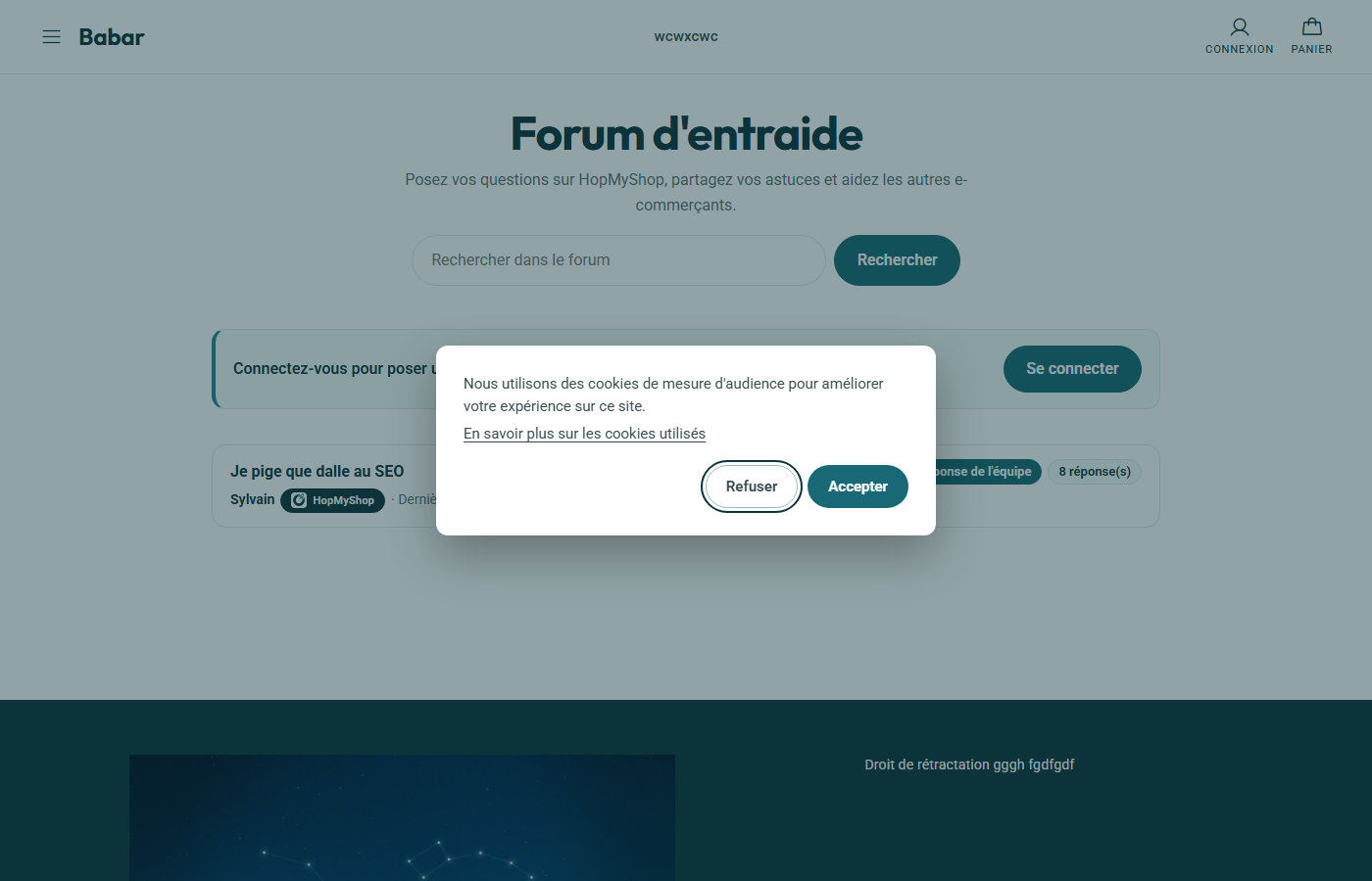 Le forum d'entraide HopMyShop